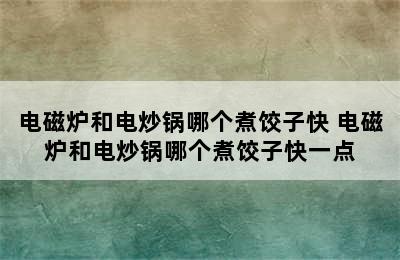 电磁炉和电炒锅哪个煮饺子快 电磁炉和电炒锅哪个煮饺子快一点